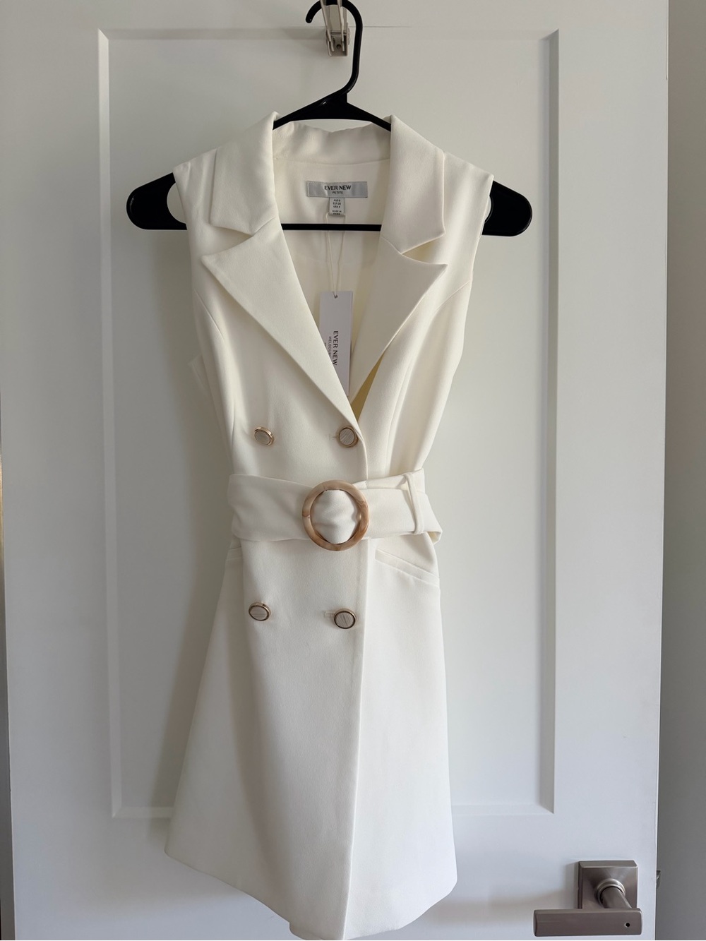 Ever New Ivory Sleeveless Blazer Mini Dress with Belt